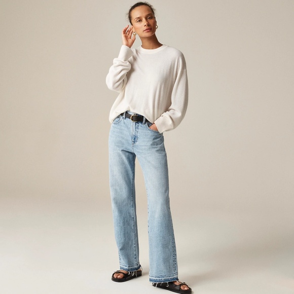 New JCREW Size XXS Cashmere Relaxed Crewneck Sweater in Snow $198 CB905 - Picture 4 of 5